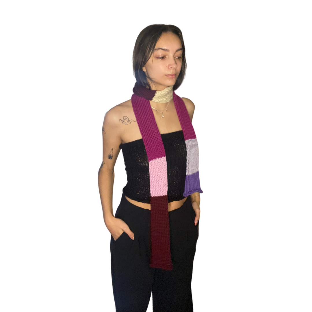 ONE-OFF: Skinny scarf no. 3 (reds/pinks)