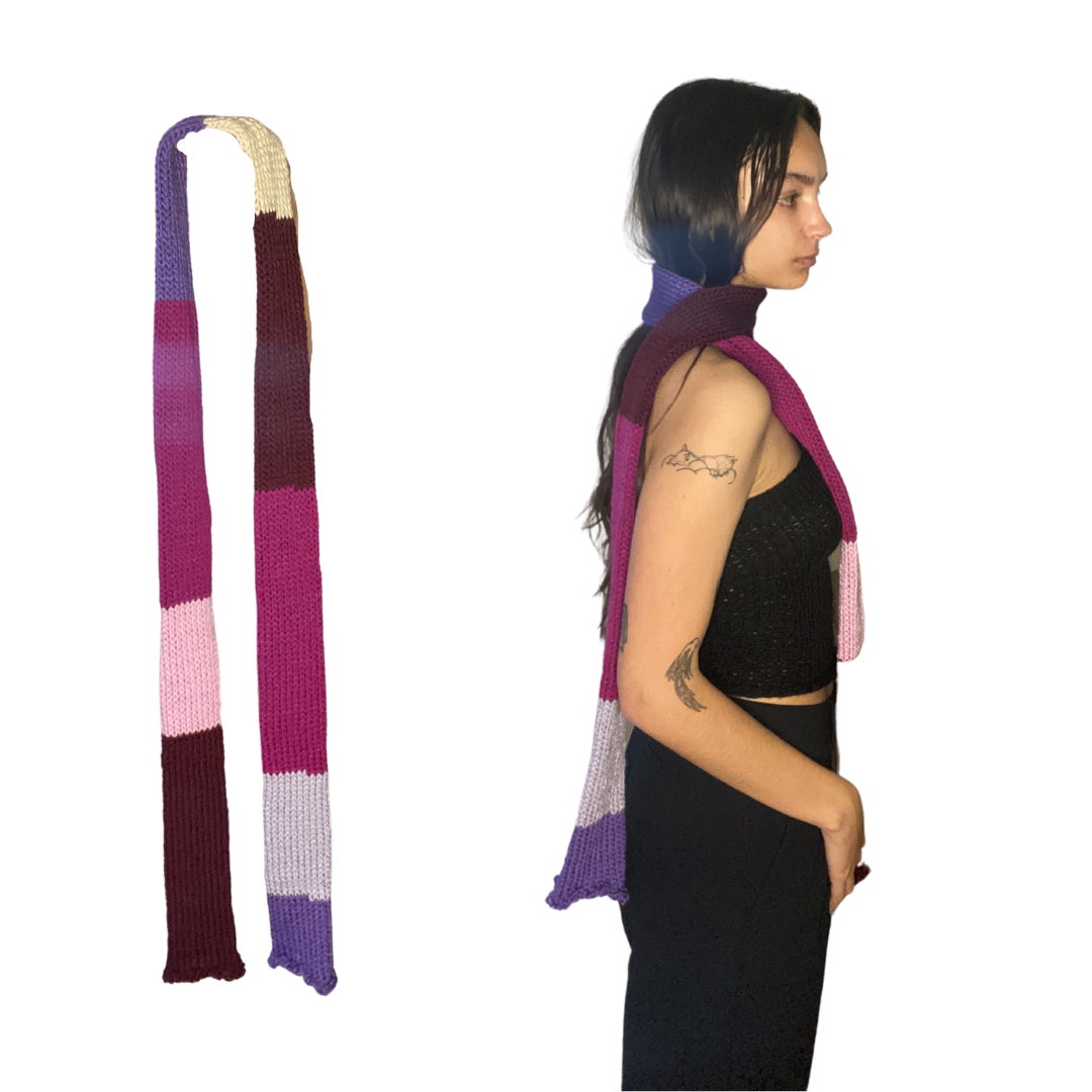 ONE-OFF: Skinny scarf no. 3 (reds/pinks)
