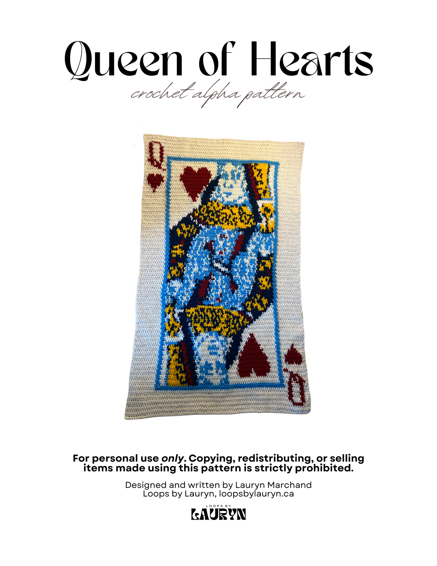 CROCHET PATTERN: Queen of Hearts tapestry